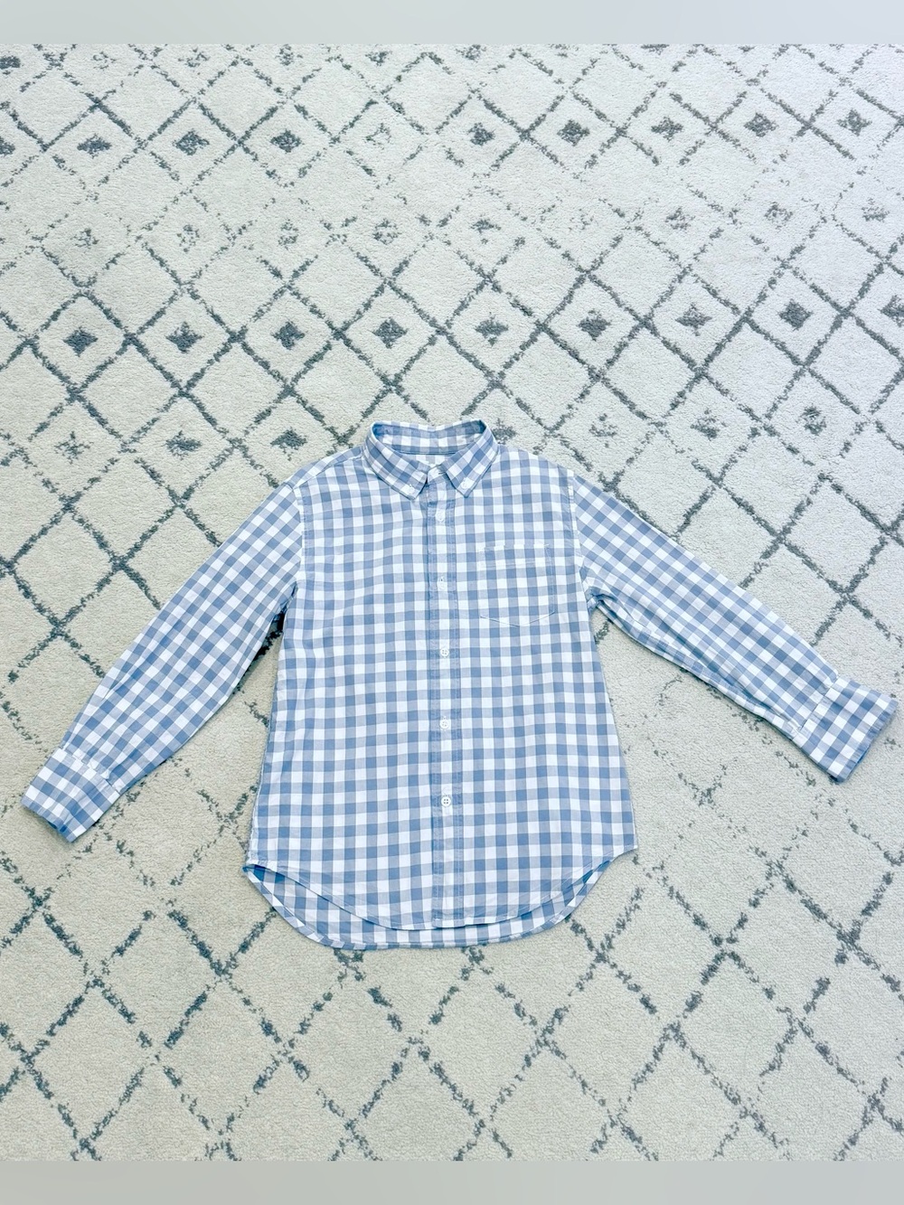 Crewcuts Light Blue and White Gingham Button-Up